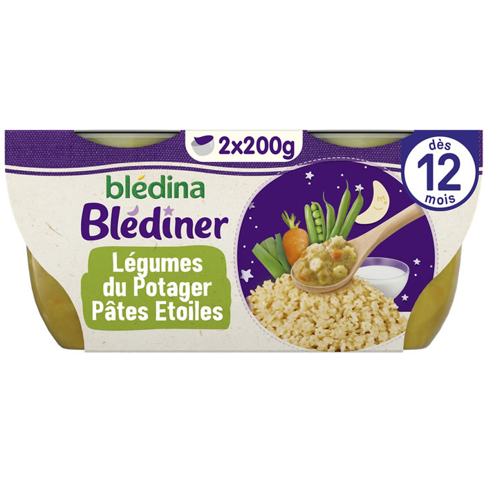 BLEDINA Blédîner – Légumes du potager et pâtes étoiles 2 x 200 g