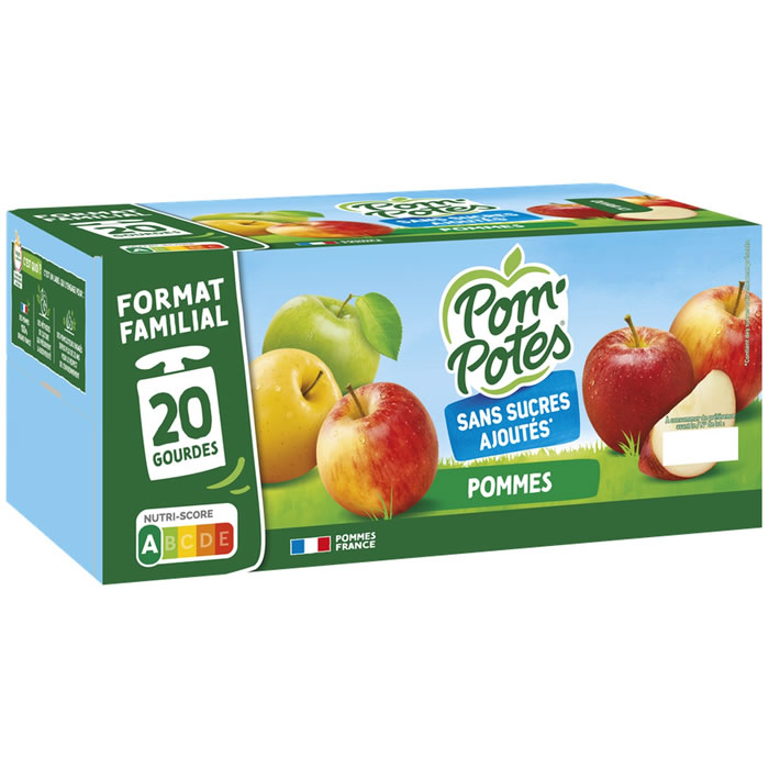 POM’POTES Dessert pomme sans sucres ajoutés Grand Format (20x90g)