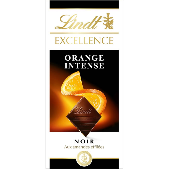 LINDT Excellence – Chocolat noir extra fin traditionnel, aux amandes et au jus d’orange. 100 g