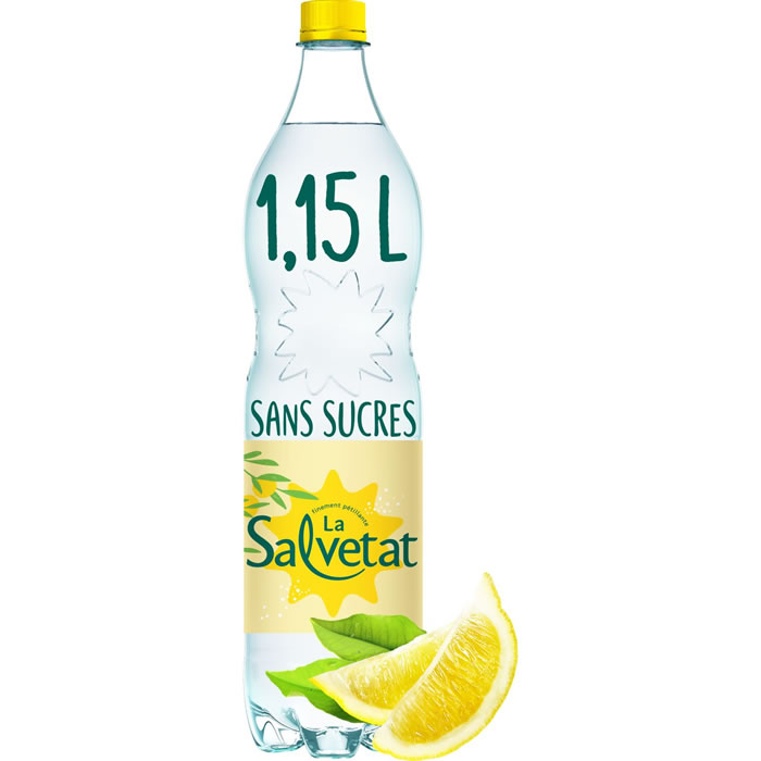 SALVETAT – Eau minérale naturelle gazeuse citron sans sucres 1,15 L