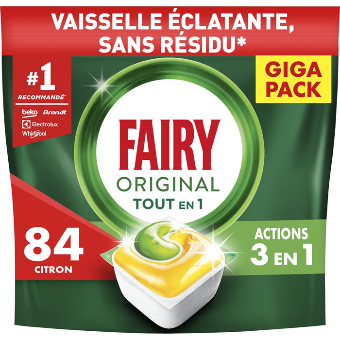 FAIRY Tablettes lave-vaisselle tout en 1 citron 84 tablettes