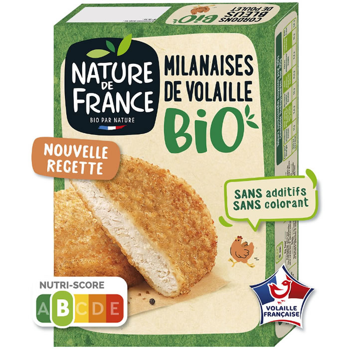 NATURE DE FRANCE – Panés de volaille à la milanaise bio (180 g)