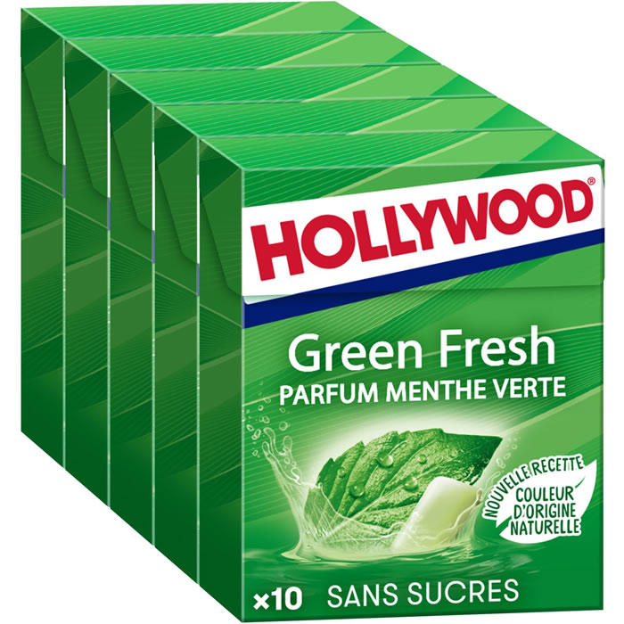 HOLLYWOOD Green Fresh Chewing-gum menthe verte 5x14g