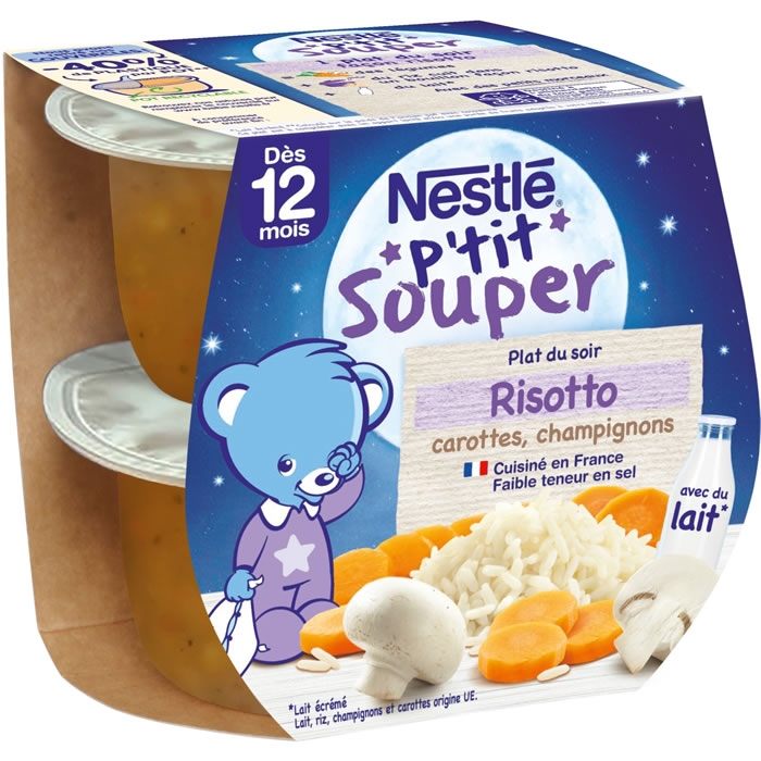 NESTLE P’tit Souper – Risotto carotte et champignon 2 x 200 g