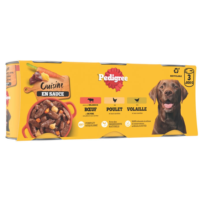 PEDIGREE En sauce au boeuf, poulet, lapin et carottes