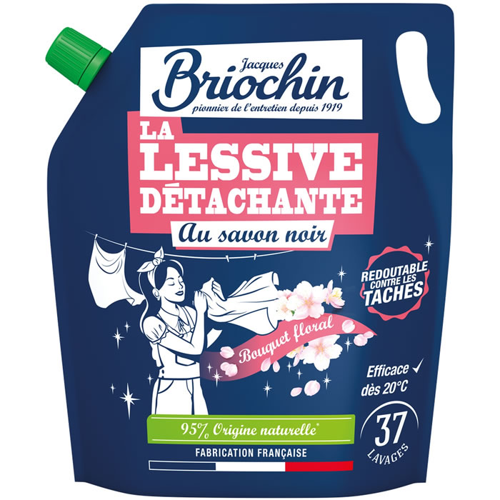 JACQUES BRIOCHIN Recharge lessive liquide au savon noir Moyen Format 37 lavages
