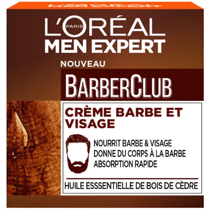 L’OREAL Barber Club – Crème à barbe et visage à l’huile de bois de cèdre 50 ml