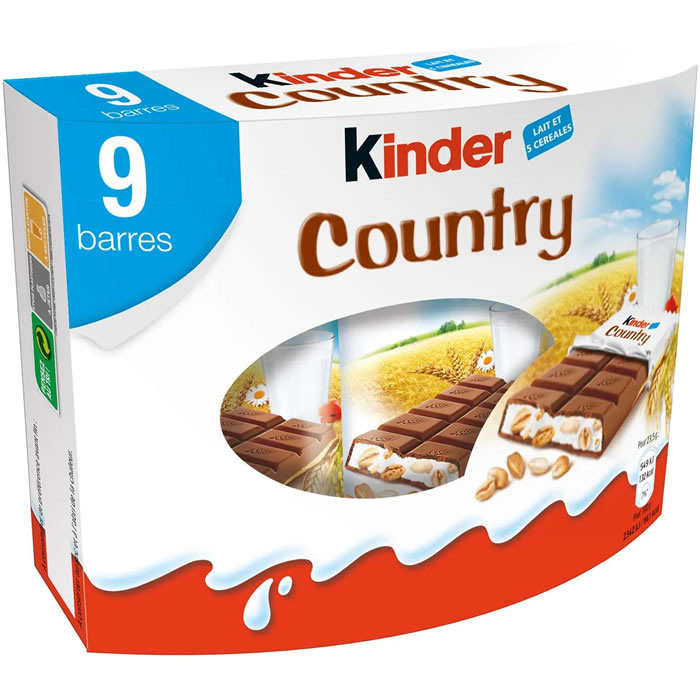 KINDER Country Barres céréalières au chocolat au lait 9×23.5g