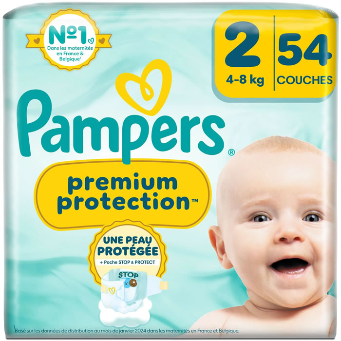 PAMPERS – Premium Protection Taille 2 (4-8 kg) 54 couches