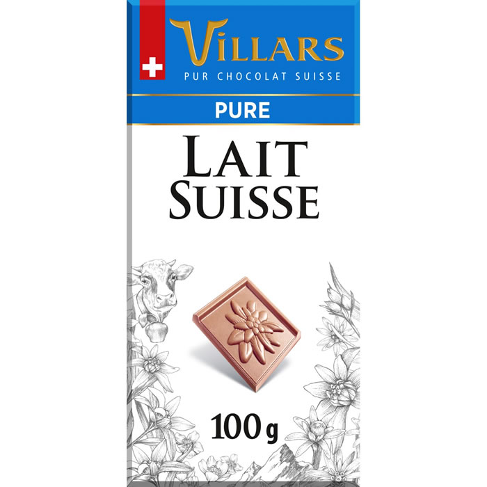 VILLARS Pure – Tablette de chocolat au lait 100g