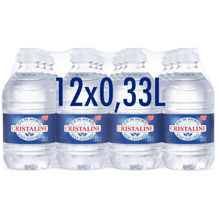 CRISTALINE – Eau de source avec bouchon sport 12 x 33 cl