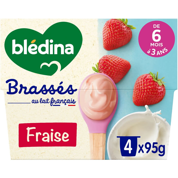 BLEDINA Les Brassés – Dessert à la fraise 4 x 95 g