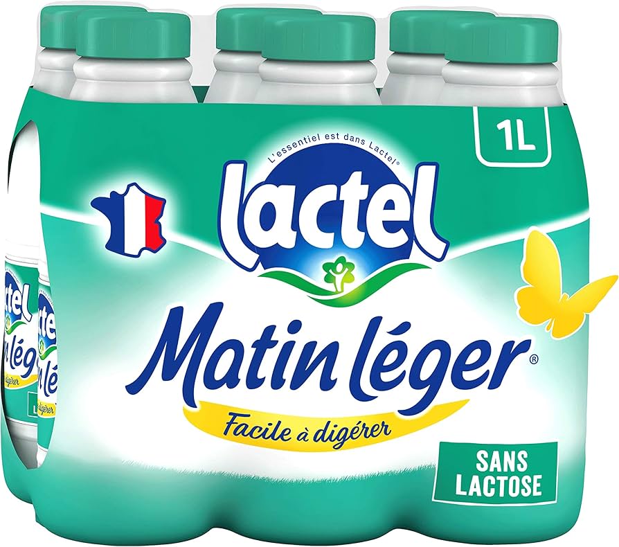 LACTEL UHT Lait sans lactose écrémé MATIN LEGER – 6x1L