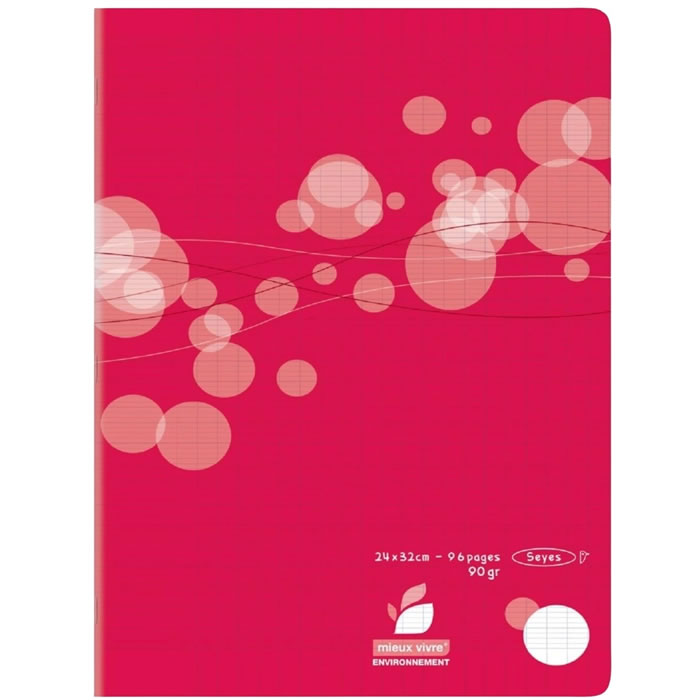 AUCHAN Mieux Vivre – Cahier piqure 24 x 32 cm grands carreaux 96 pages