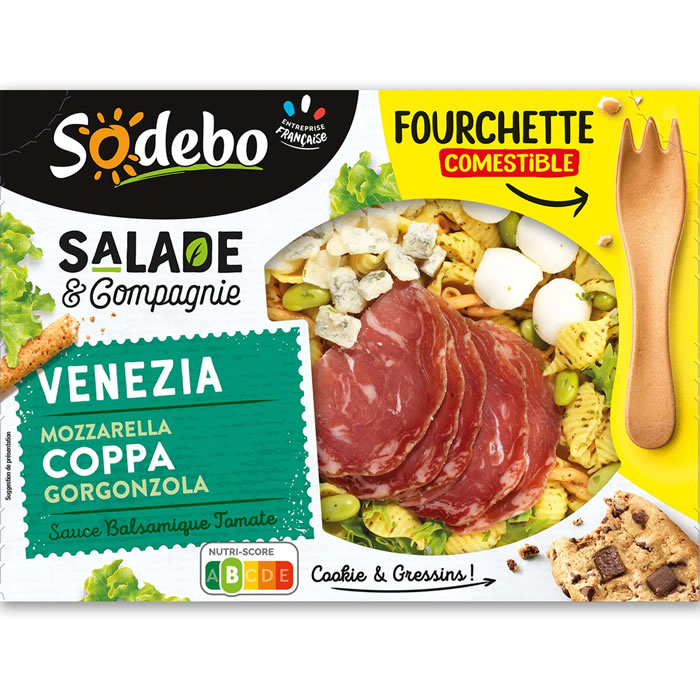 Sodebo Salade & Compagnie – Salade Venezia à la coppa, mozzarella et gorgonzola 320g
