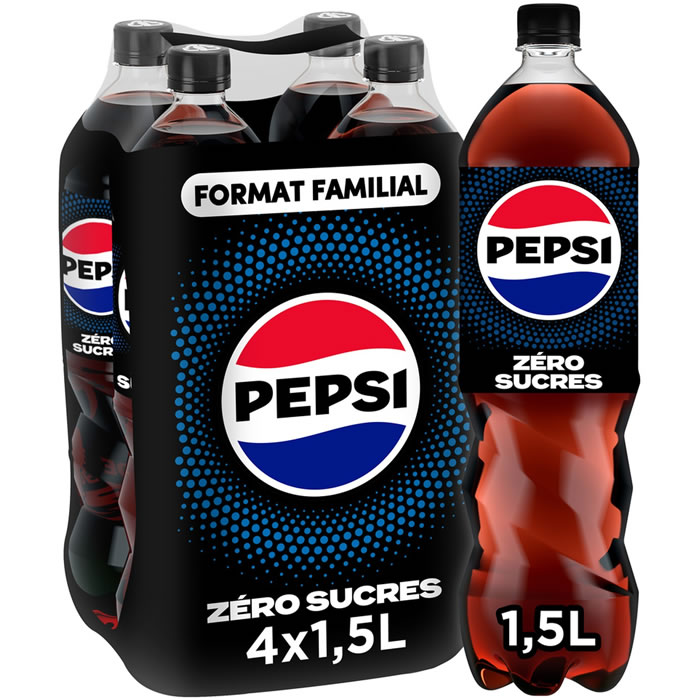 PEPSI – Boisson gazeuse aux extraits végétaux sans sucres 4 x 1,5 L