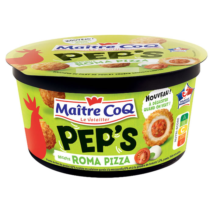 MAITRE COQ Pep’s – Boulettes de poulet panées fourrées tomate & mozzarella (380 g)
