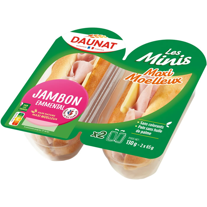 Daunat – Sandwich au jambon et emmental Les Minis 2x70g