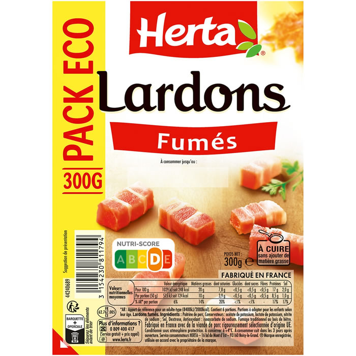 HERTA Lardons fumés Moyen Format