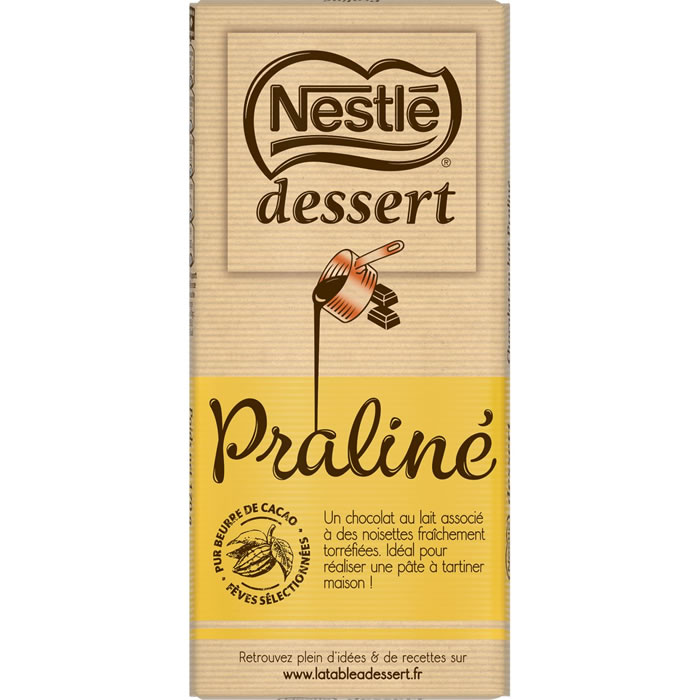 NESTLE Dessert – Tablette de chocolat au lait pâtissier au praliné 170g