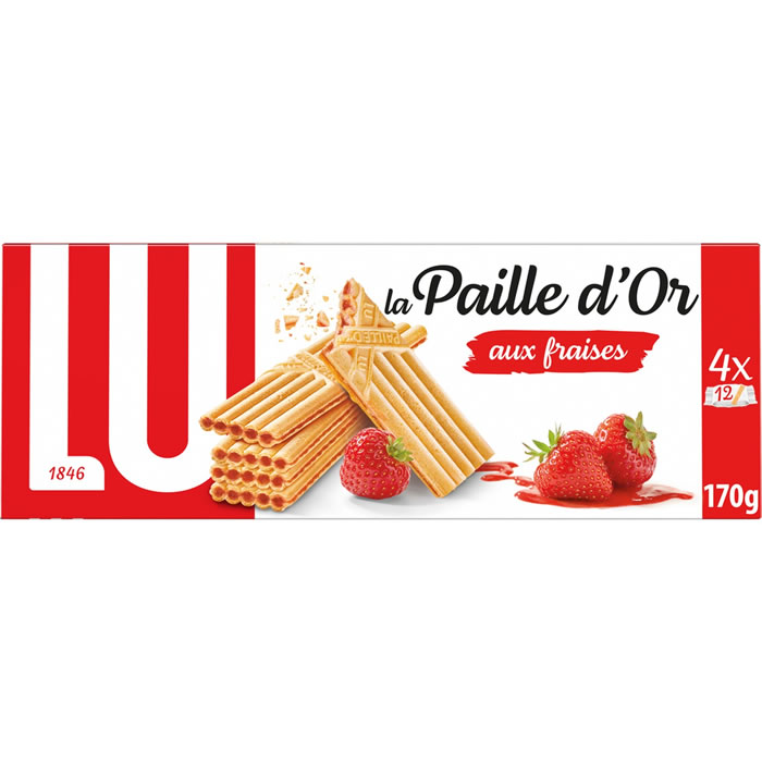 LA PAILLE D’OR – Gaufrettes fourrées à la fraise 170g