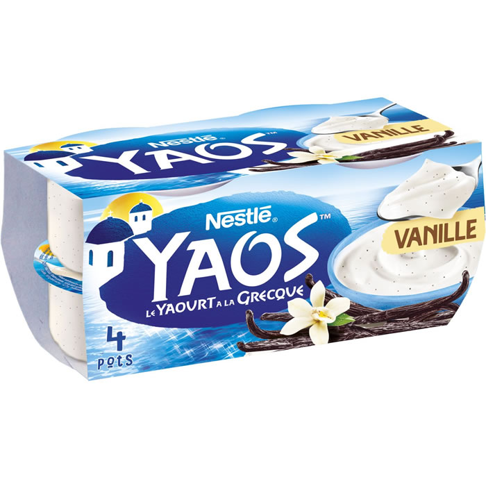 Yaourts à la grecque à la vanille – NESTLE Yaos 4 x 125 g