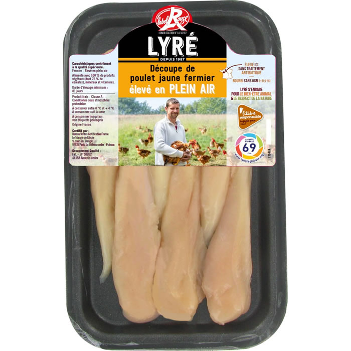 LYRE – Aiguillettes de poulet jaune label rouge (250 g)