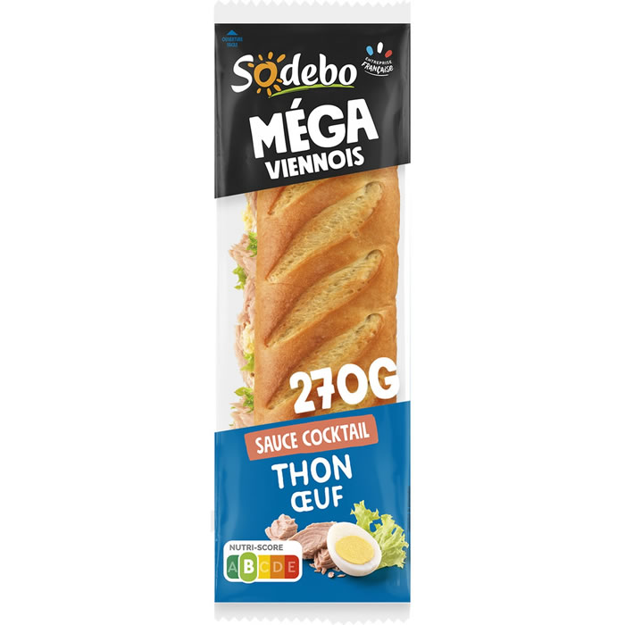 Sodebo – Sandwich au thon et œuf Le Méga 270g