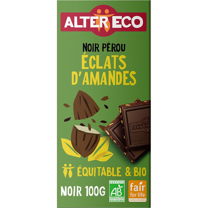 ALTER ECO – Chocolat Noir aux éclats d’amandes bio 100 g