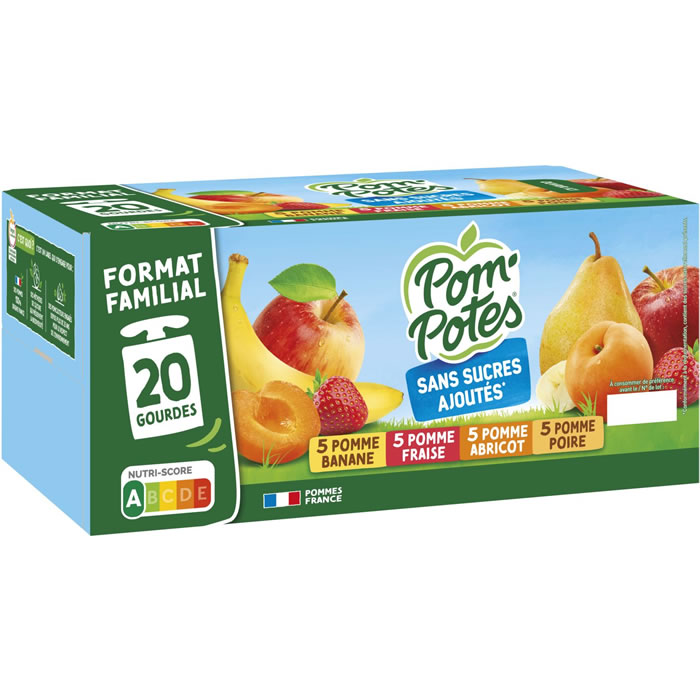 POM’POTES – Dessert d’abricot, fraise, poire et banane 20 x 90 g