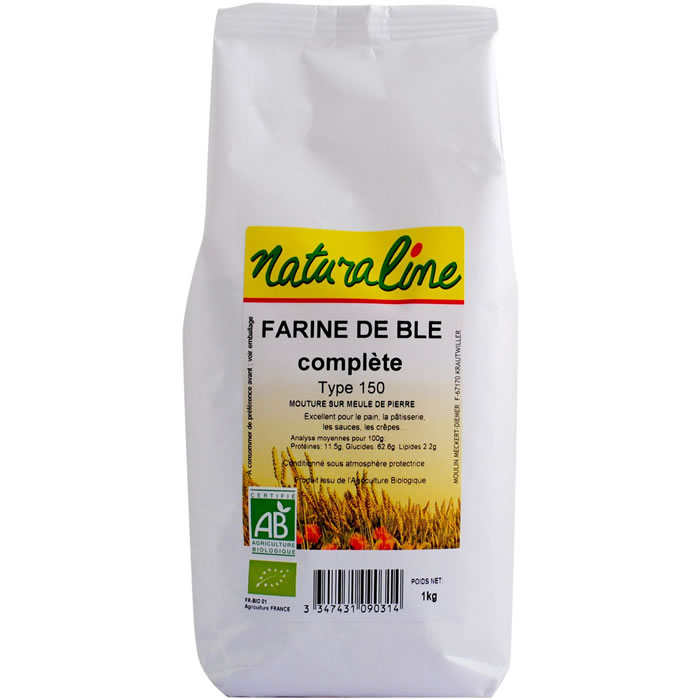 NATURALINE – Farine de blé complète T 150 bio 1 kg