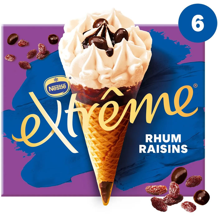 EXTRÊME – Cônes glacés au rhum et aux raisins 6x71g