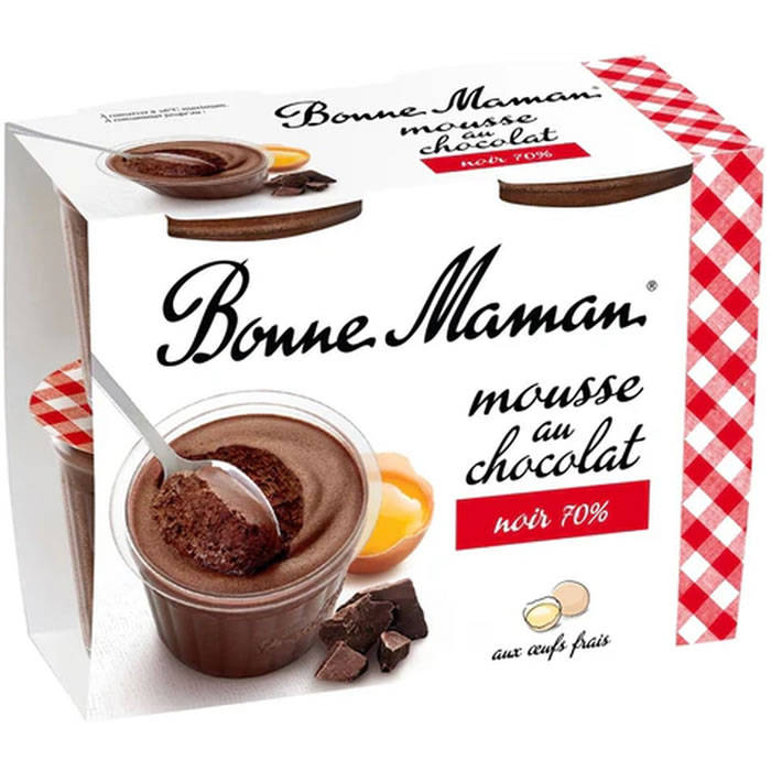 Bonne Maman – Mousse au chocolat noir intense 4x50g