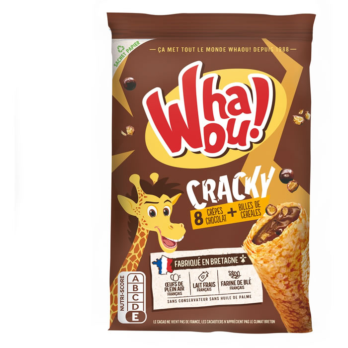 WHAOU Cracky – Crêpes fourrées au chocolat au lait et billes de céréales 256g