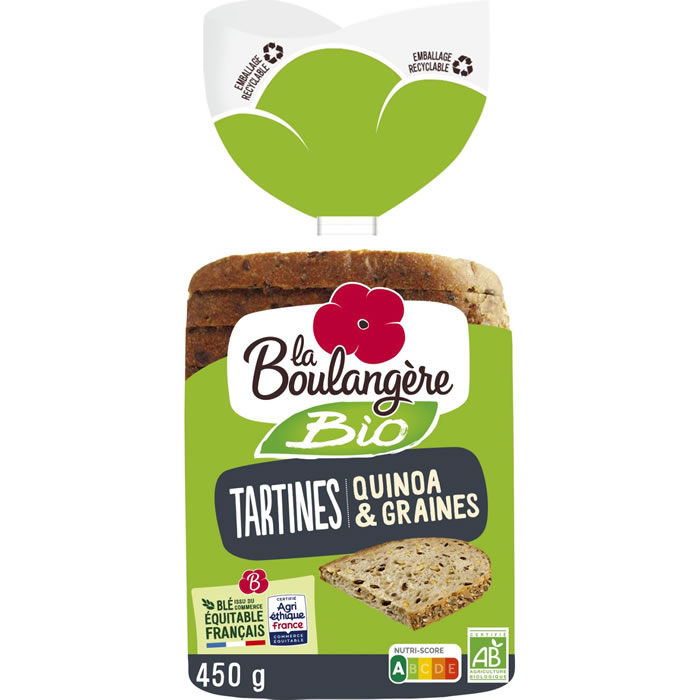 LA BOULANGERE – Tartine quinoa et graines Bio 450g