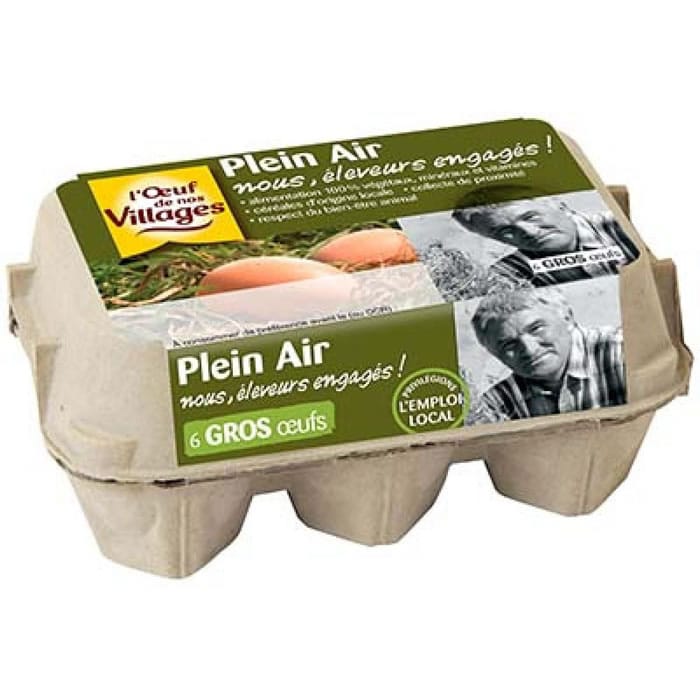 L’OEUF DE NOS VILLAGES 6 Oeufs gros de poules élevées en plein air