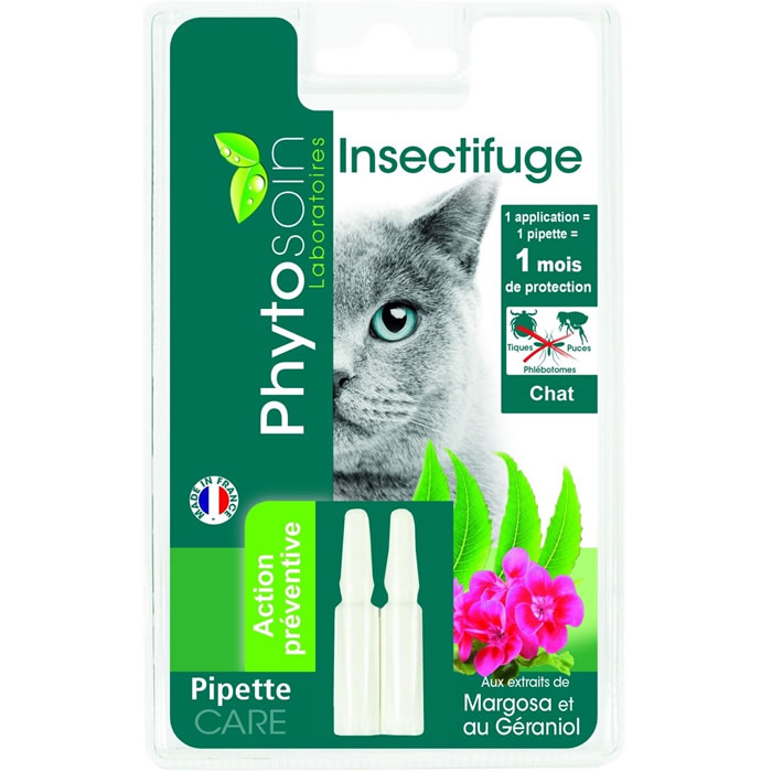 PHYTOSOIN – Pipettes anti-puces et anti-tiques pour chats (2 pipettes)