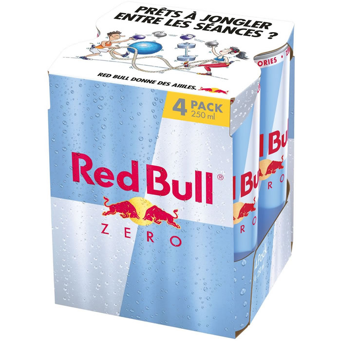 RED BULL – Boisson énergisante gazeuse sans sucre Zéro 4×25 cl