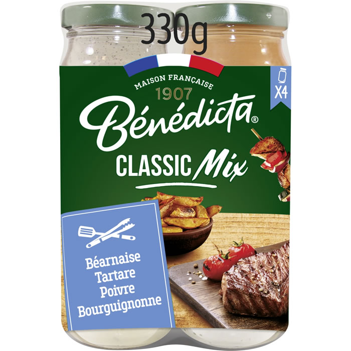 BENEDICTA – Assortiment sauce béarnaise, tartare, poivre, bourguignonne – 4x85g