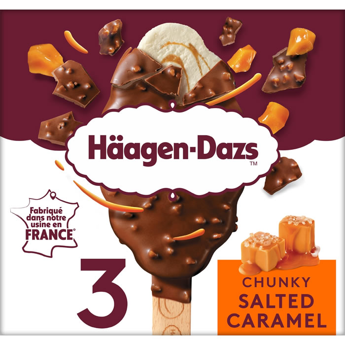HÄAGEN-DAZS – Bâtonnets glacés vanille, caramel beurre salé et chocolat 3x68g