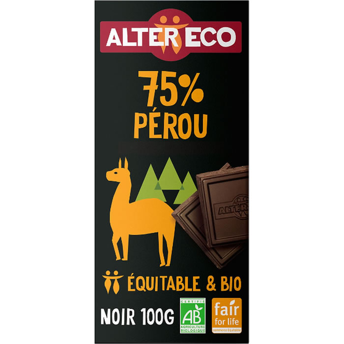 ALTER ECO – Tablette de chocolat noir 75% bio 100 g
