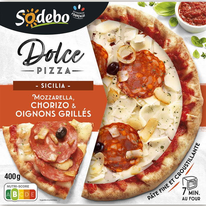 SODEBO Dolce – Pizza sicilia chorizo, oignons et fromages 400g