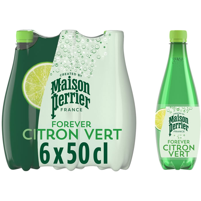 MAISON PERRIER – Eau minérale naturelle gazeuse citron vert sans sucres 6x50cl