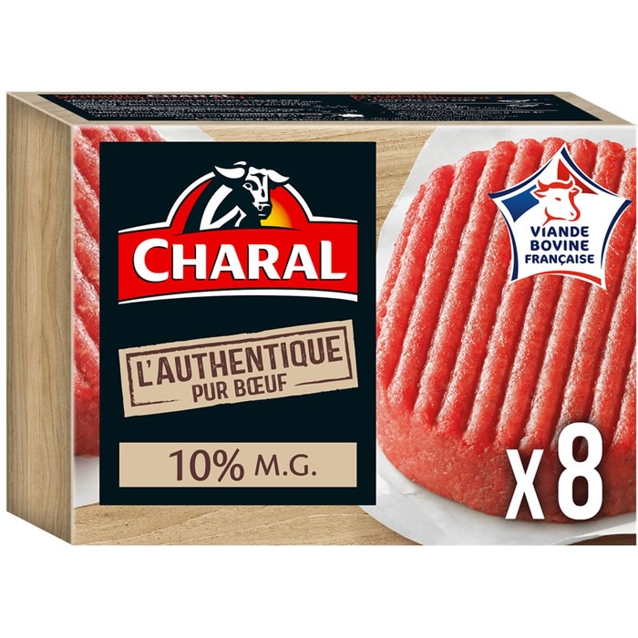 CHARAL – Steaks hachés pur boeuf 10% M.G L’Authentique 8x125g