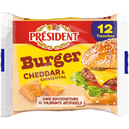 PRESIDENT – Fromage fondu cheddar et emmental pour hamburger 200g
