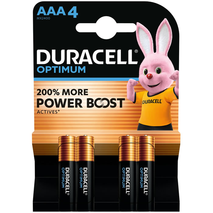 DURACELL Optimum Piles alcalines LR03 – type AAA (x4)
