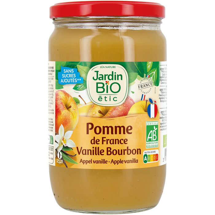 JARDIN BIO Étic – Dessert pomme vanille bourbon sans sucres ajoutés bio 680 g