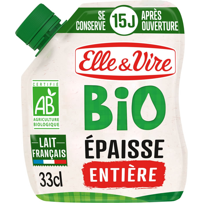 ELLE&VIRE – Crème épaisse entière 30% M.G bio – 33 cl