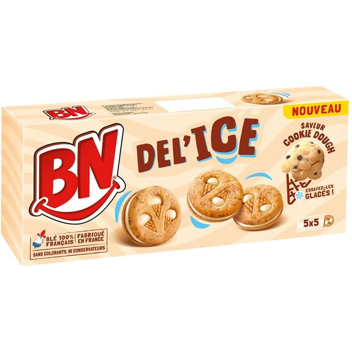 BN Del’Ice Glacé – Biscuits fourrés saveur cookie dough 175 g