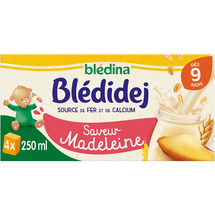 BLEDINA – Blédidej Céréales lactées saveur madeleine dès 9 mois 4 x 250 ml